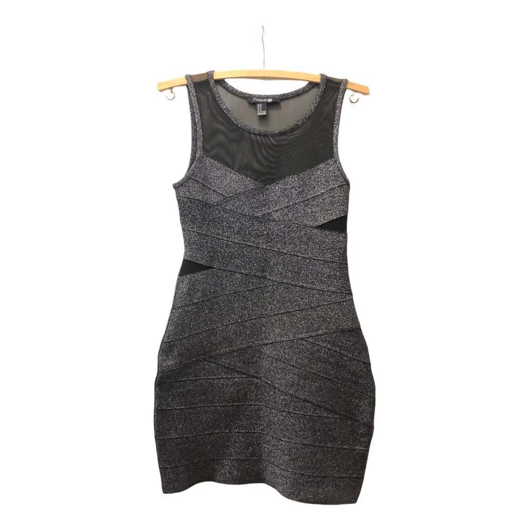 Sexy Silver Black Glitter Bodycon Dress
